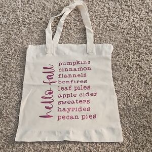 Cream Tote Bag with Fall Print